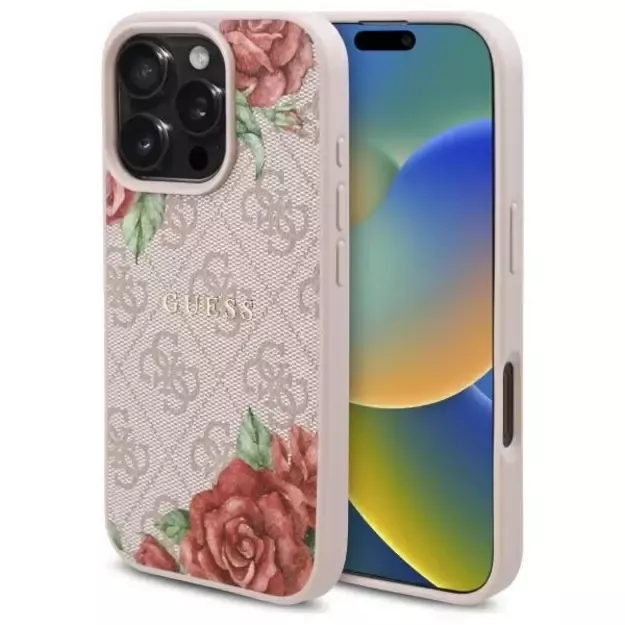 Guess GUHMP16XP4ROPEMCP iPhone 16 Pro Max 6.9&quot  pink/pink hardcase 4G Flowers Print MagSafe