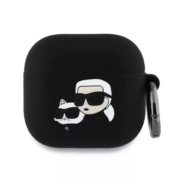 Karl Lagerfeld KLA4RUNKCHK AirPods 4 cover black/black Silicone Karl&amp Chaupette Head 3D