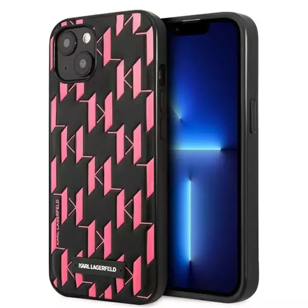 Karl Lagerfeld Monogram Plaque Case for iPhone 13 / 14 / 15 6.1&quot  - Pink