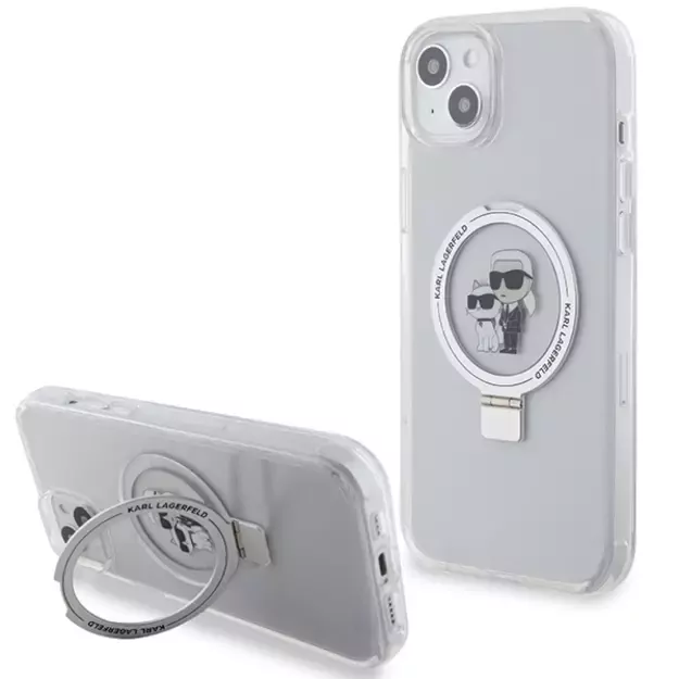 Karl Lagerfeld KLHMP15MHMRSKCH iPhone 15 Plus / 14 Plus 6.7&quot  white/white hardcase Ring Stand Karl&amp Choupette MagSafe