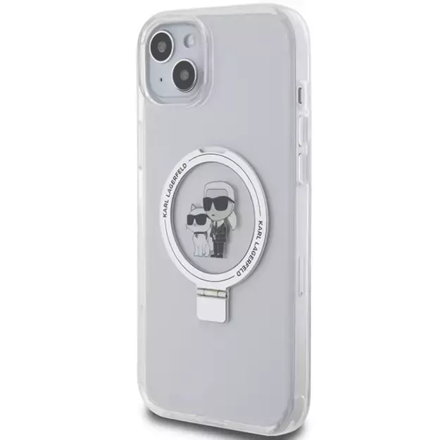 Karl Lagerfeld KLHMP15MHMRSKCH iPhone 15 Plus / 14 Plus 6.7&quot  white/white hardcase Ring Stand Karl&amp Choupette MagSafe 2