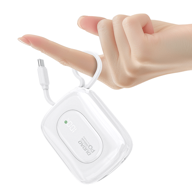 Dudao K32 22.5W 10000 mAh Powerbank with Built-in USB-C/ Lightning Cable - White 1