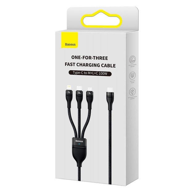 Baseus Flash Series II cable USB Type C - USB Type C / Lightning / micro USB 100 W 1.5 m black (CASS030201) 4