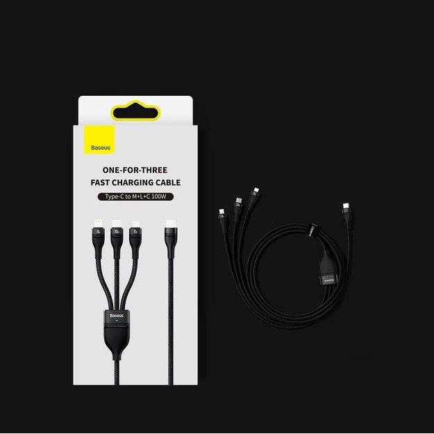 Baseus Flash Series II cable USB Type C - USB Type C / Lightning / micro USB 100 W 1.5 m black (CASS030201) 13