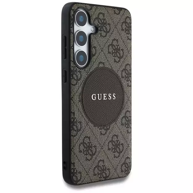 Guess 4G Round Patch Classic Logo MagSafe Case for Samsung Galaxy S25 Brown 7