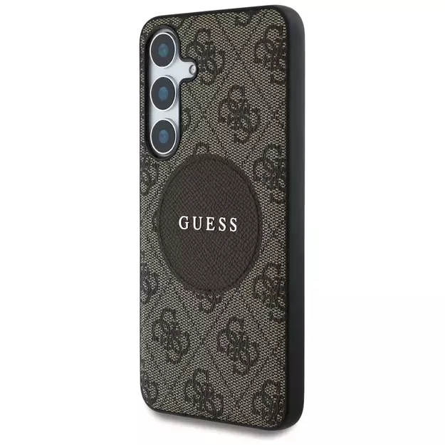 Guess 4G Round Patch Classic Logo MagSafe Case for Samsung Galaxy S25 Brown 5