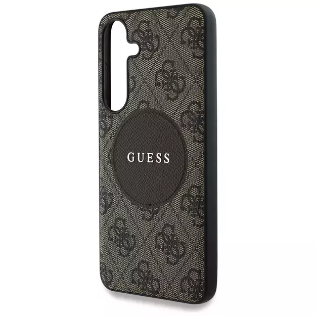 Guess 4G Round Patch Classic Logo MagSafe Case for Samsung Galaxy S25 Brown 9