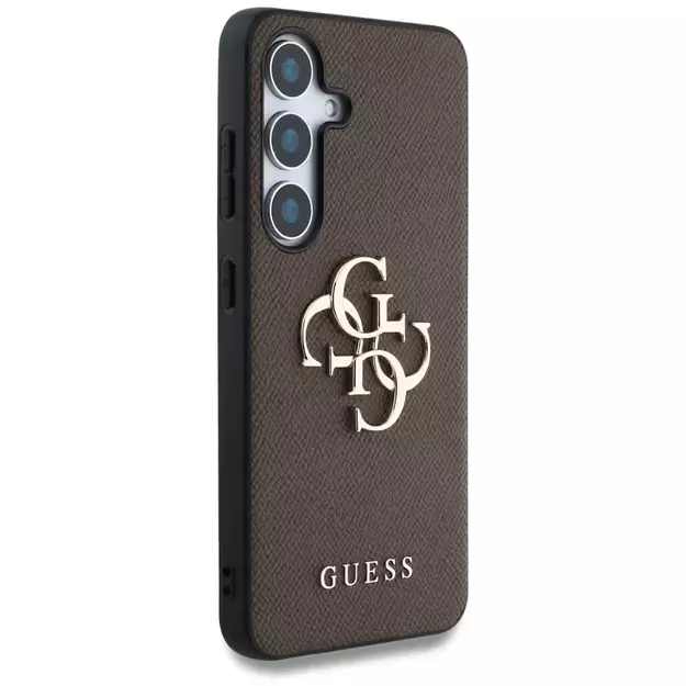 Guess Grained Big 4G Logo Small Classic Logo case for Samsung Galaxy S25 Plus brown 3