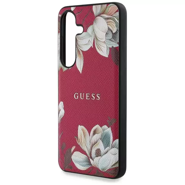 Guess Grained Printed Flower Pattern MagSafe case for Samsung Galaxy S25 fuchsia 12