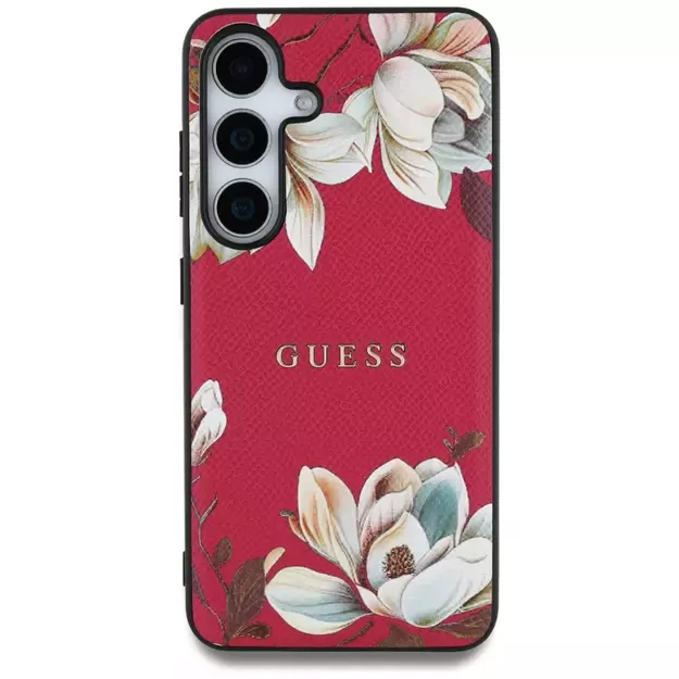Guess Grained Printed Flower Pattern MagSafe case for Samsung Galaxy S25 fuchsia 9