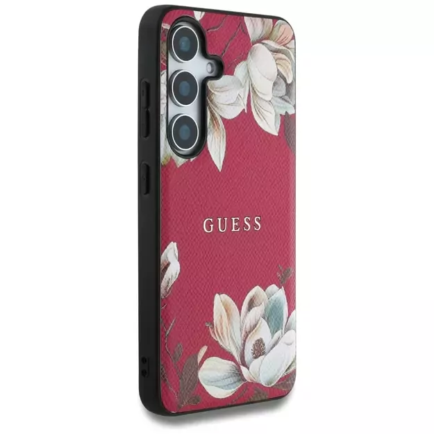 Guess Grained Printed Flower Pattern MagSafe case for Samsung Galaxy S25 fuchsia 10