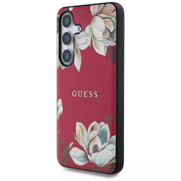 Guess Grained Printed Flower Pattern MagSafe case for Samsung Galaxy S25 fuchsia 8