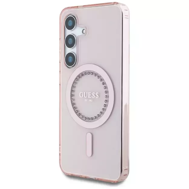 Guess Rhinestones Printed Classic Logo MagSafe Samsung Galaxy S25 Case Pink 8