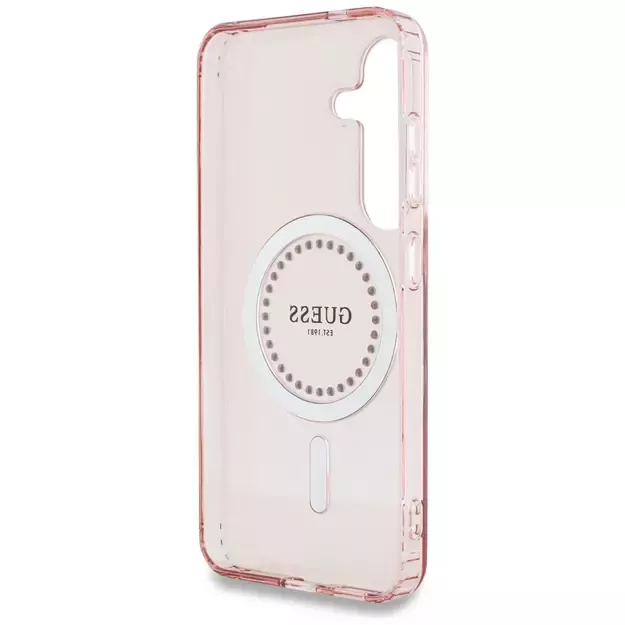 Guess Rhinestones Printed Classic Logo MagSafe Samsung Galaxy S25 Case Pink 13