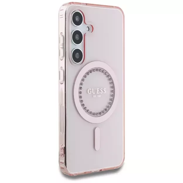 Guess Rhinestones Printed Classic Logo MagSafe Samsung Galaxy S25 Case Pink 10