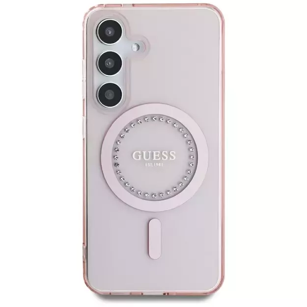 Guess Rhinestones Printed Classic Logo MagSafe Samsung Galaxy S25 Case Pink 9