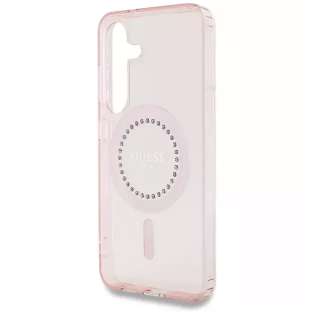 Guess Rhinestones Printed Classic Logo MagSafe Samsung Galaxy S25 Case Pink 12