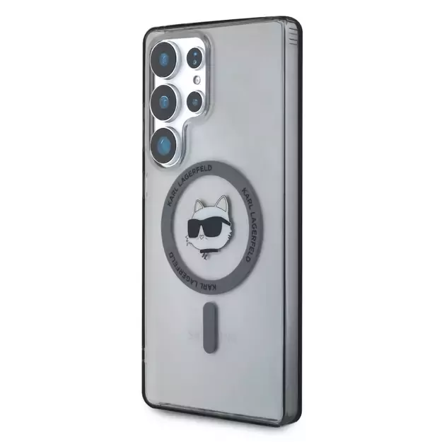 Karl Lagerfeld Button Choupette Head Printed Logo MagSafe Samsung Galaxy S25 Ultra case black 1