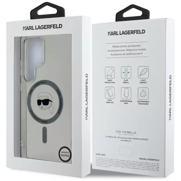 Case Karl Lagerfeld Button Karl Head Printed Logo MagSafe Samsung Galaxy S25 Ultra black 13