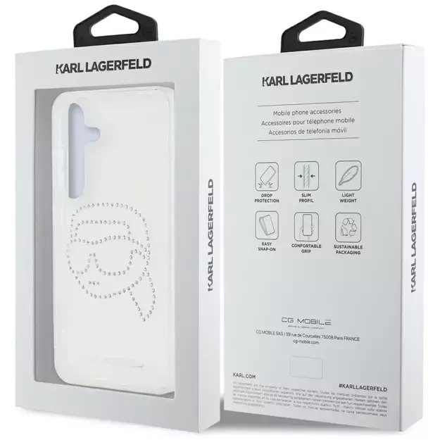 Case Karl Lagerfeld Rhinestones Karl Head Logo Samsung Galaxy S25 transparent 14