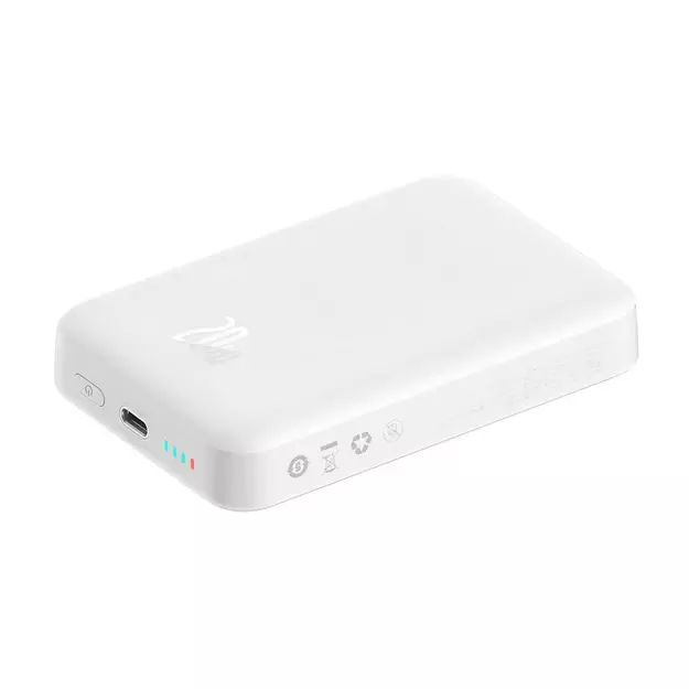 Baseus Magnetic Mini 10000mAh USB-C PD 20W / MagSafe 15W powerbank - white + USB-C cable 5