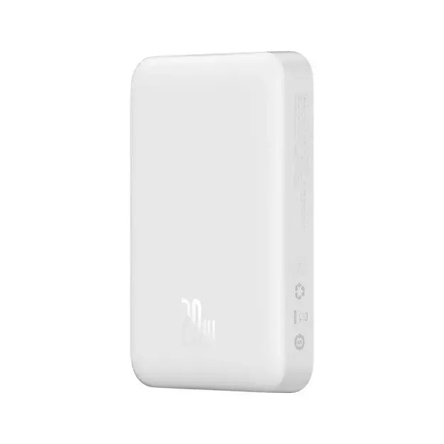 Baseus Magnetic Mini 10000mAh USB-C PD 20W / MagSafe 15W powerbank - white + USB-C cable 8