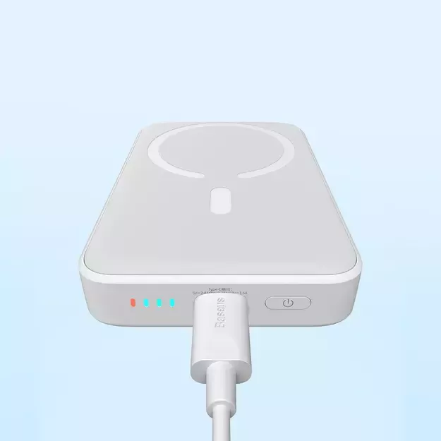 Baseus Magnetic Mini 10000mAh USB-C PD 20W / MagSafe 15W powerbank - white + USB-C cable 11