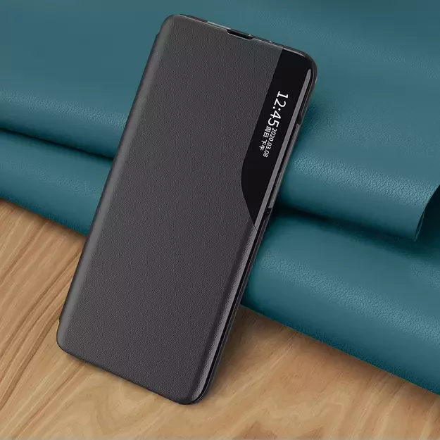 Eco Leather View Case cover for Samsung Galaxy S23+ with a flip stand blue 7