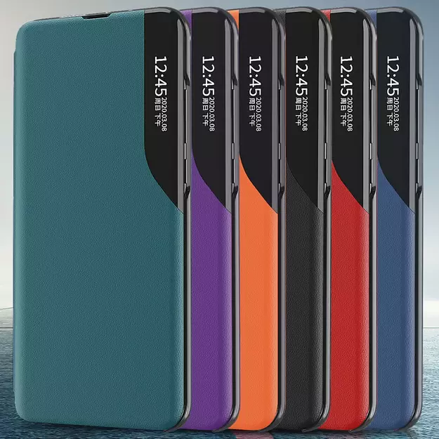 Eco Leather View Case cover for Samsung Galaxy S23+ with a flip stand blue 5