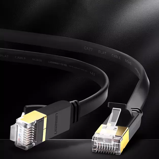 Ugreen Ethernet patch cord U/FTP Cat. 7 10Gb/s flat 0.5m black (NW106) 7