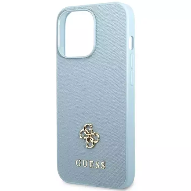 Guess Saffiano 4G Small Metal Logo Case for iPhone 13 Pro / 13 - Blue 12