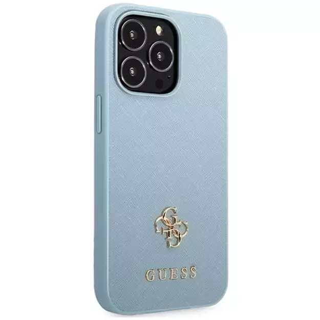 Guess Saffiano 4G Small Metal Logo Case for iPhone 13 Pro / 13 - Blue 10