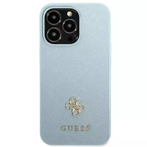 Guess Saffiano 4G Small Metal Logo Case for iPhone 13 Pro / 13 - Blue 9