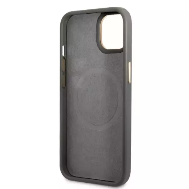 Guess GUHMP13MSAPSTG iPhone 13 6.1&quot  grey/grey hardcase Peony Logo Plate MagSafe 13