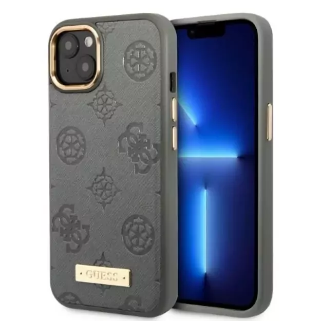 Guess GUHMP13MSAPSTG iPhone 13 6.1&quot  grey/grey hardcase Peony Logo Plate MagSafe