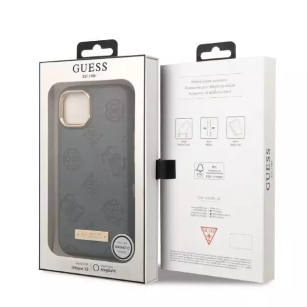 Guess GUHMP13MSAPSTG iPhone 13 6.1&quot  grey/grey hardcase Peony Logo Plate MagSafe 14