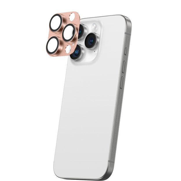 AmazingThing Aviation-Grade Alloy Tempered Glass Lens for iPhone 16 Pro / 16 Pro Max Camera Lens - Rose Gold 3