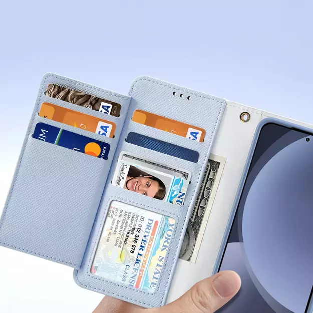 Dux Ducis Lawa Leather Case for Samsung Galaxy S25+ with Detachable Magnetic Wallet - Blue 18