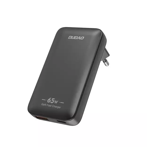 GaN Dudao A65Q 65W USB-A / USB-C PD Ultra-Thin Travel Wall Charger EU / US - Black