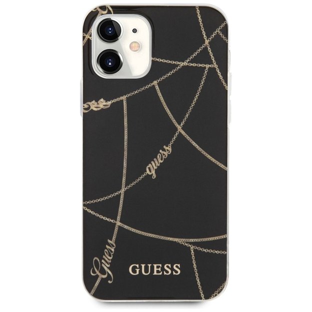 Guess GUHCP12SPCUCHBK iPhone 12 mini 5.4&quot  black/black hardcase Gold Chain Collection 11