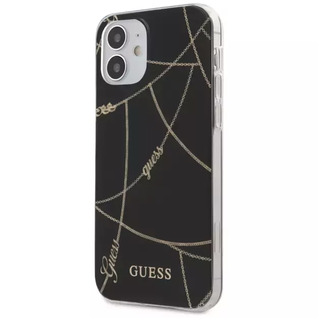 Guess GUHCP12SPCUCHBK iPhone 12 mini 5.4&quot  black/black hardcase Gold Chain Collection 1