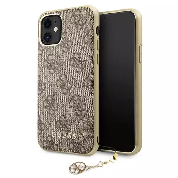 Guess GUHCN61GF4GBR iPhone 11 6.1&quot  / Xr brown/brown hard case 4G Charms Collection