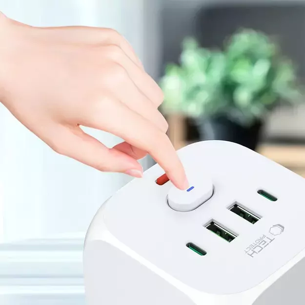 Tech-Protect PCL3x4 Power Strip, 2x USB-A, 2x USB-C, 3x AC Type Schuko - White 11
