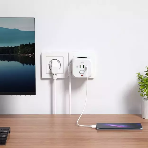 Tech-Protect PCL3x4 Power Strip, 2x USB-A, 2x USB-C, 3x AC Type Schuko - White 9