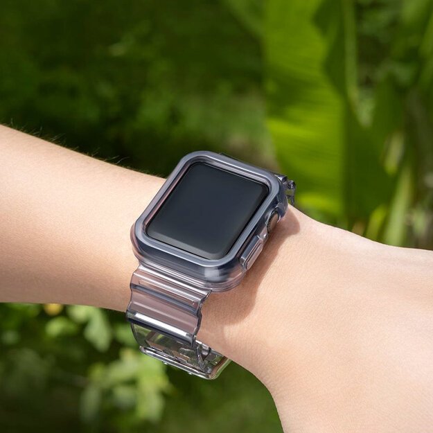 Silicone Band Strap Bracelet Case Strap Light Set for Apple Watch 42mm - Black 2