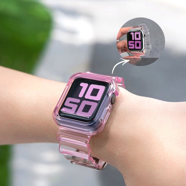 Silicone Band Strap Bracelet Case Strap Light Set for Apple Watch 42mm - Black 9