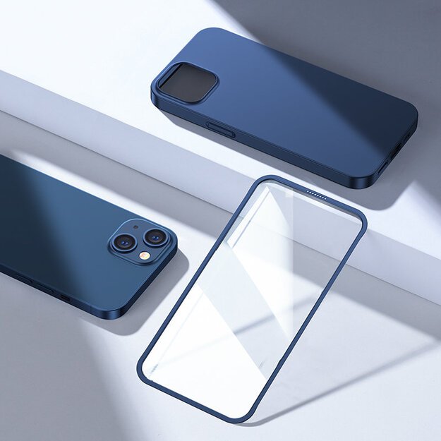 Joyroom 360 Full Case front and back cover for iPhone 13 + tempered glass screen protector blue (JR-BP927 blue) 9