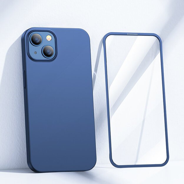Joyroom 360 Full Case front and back cover for iPhone 13 + tempered glass screen protector blue (JR-BP927 blue) 1
