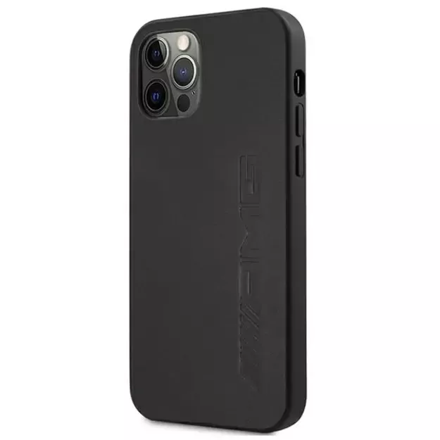 AMG AMHCP12LDOLBK iPhone 12 Pro Max 6,7  czarny/black hardcase Leather Hot Stamped 1