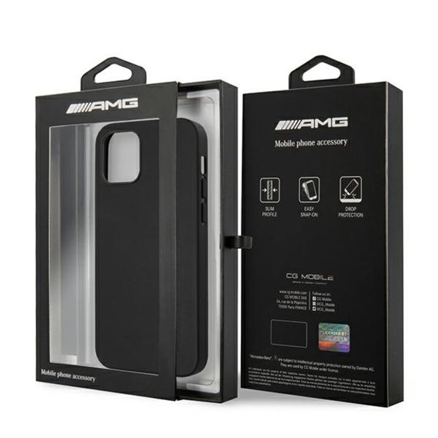 AMG AMHCP12LDOLBK iPhone 12 Pro Max 6,7  czarny/black hardcase Leather Hot Stamped 14